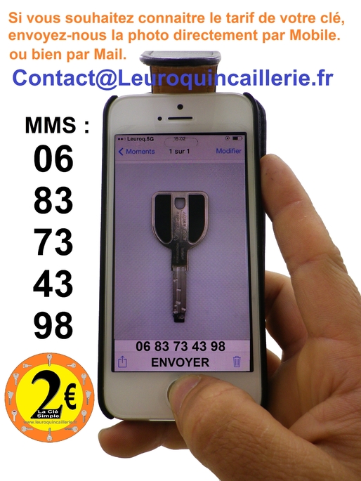 0683734398 Envoyez-nous la photo de votre clé par mobile Smartphone pour connaitre le tarif de la clé